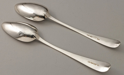Irish Georgian Silver Bright Cut Tablespoons (Pair) - Wicklow Regiment (Set 2 of 2)
